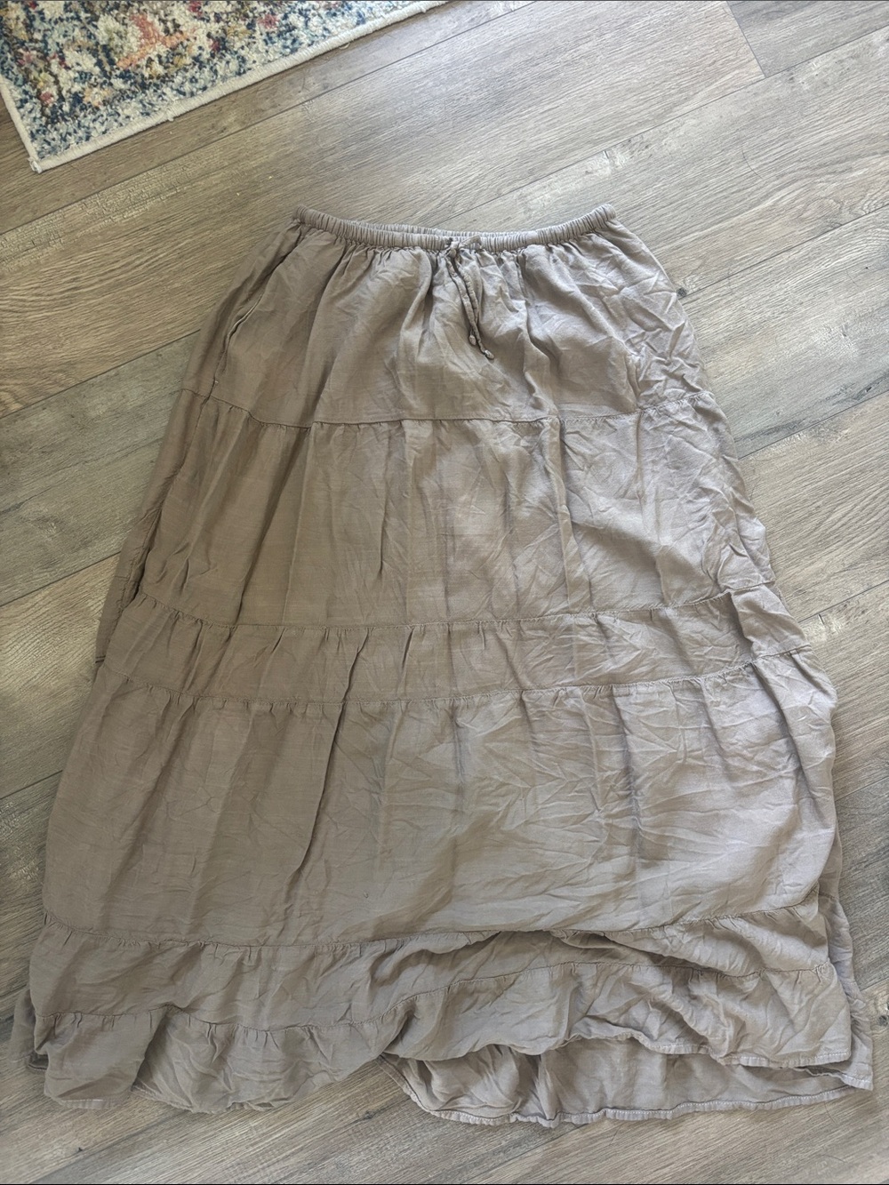 Hollister Taupe Tiered Maxi Skirt